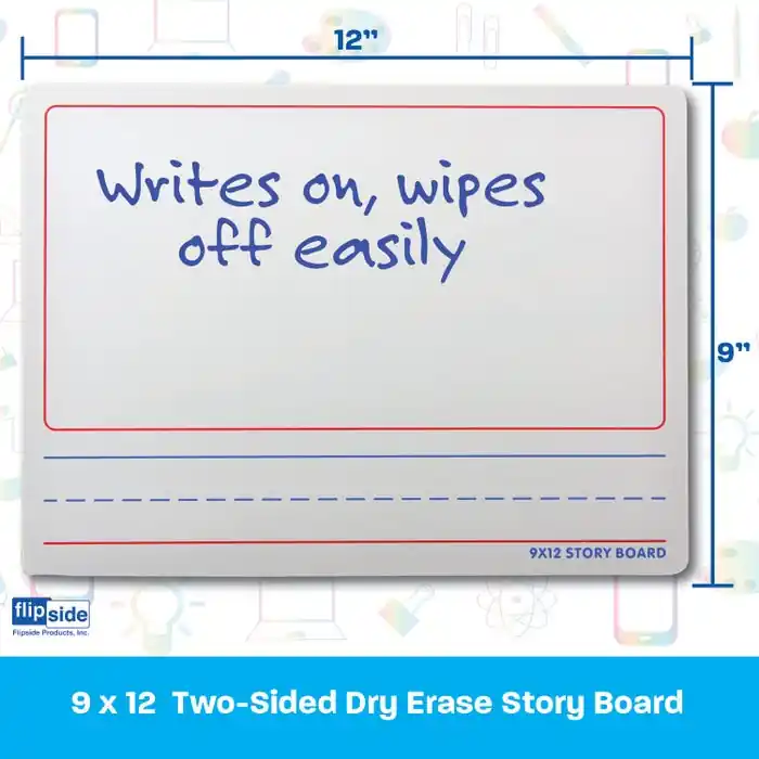 Limited Edition Flipside Two-Sided Dry Erase Boards, Story Line, 9 x 12 Inches, Set of 12